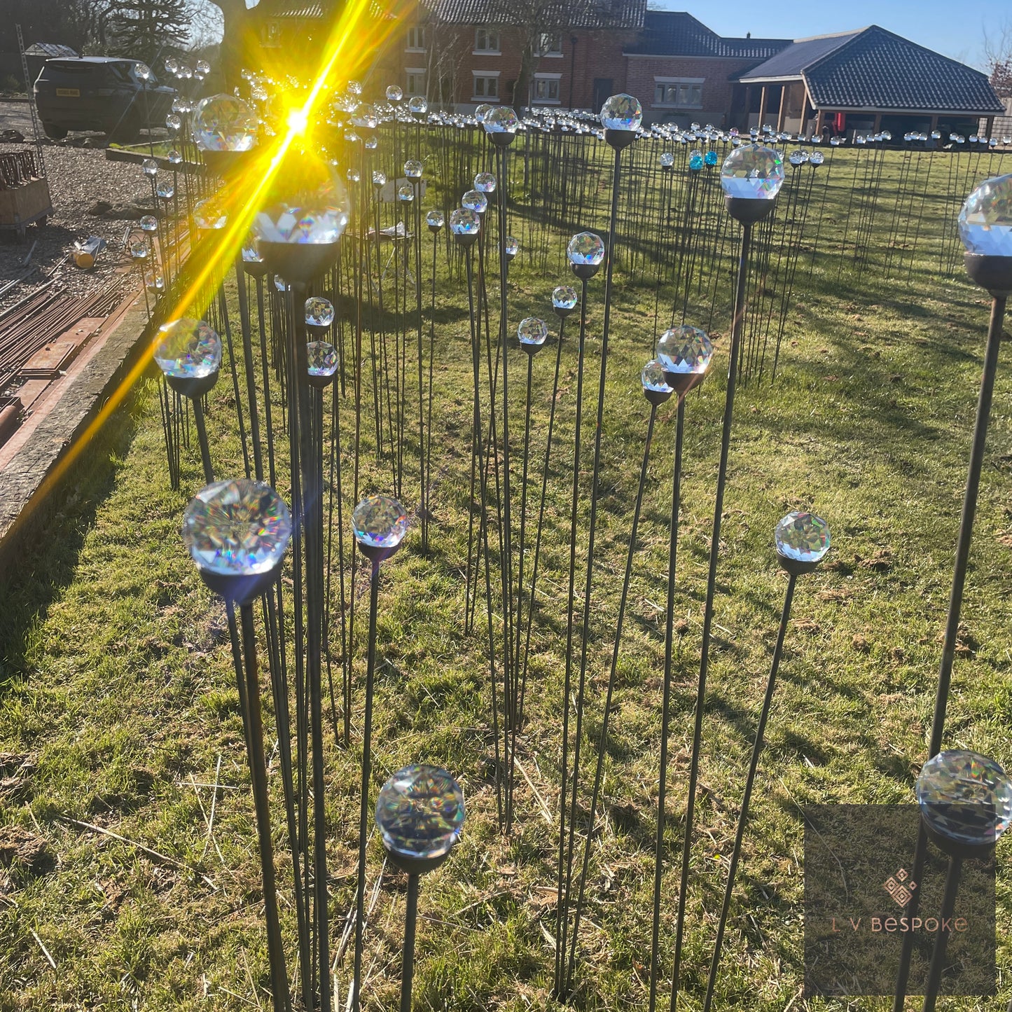 Cluster of 3 Glass/Marble Garden Feature available in a number of finishes and 2 heights