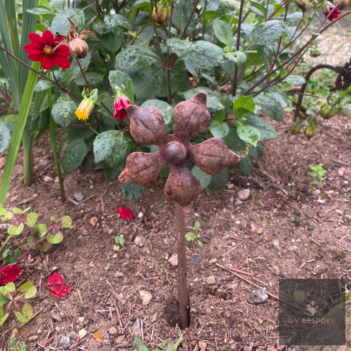 Mixed Floral Metal Garden Stakes, Short.