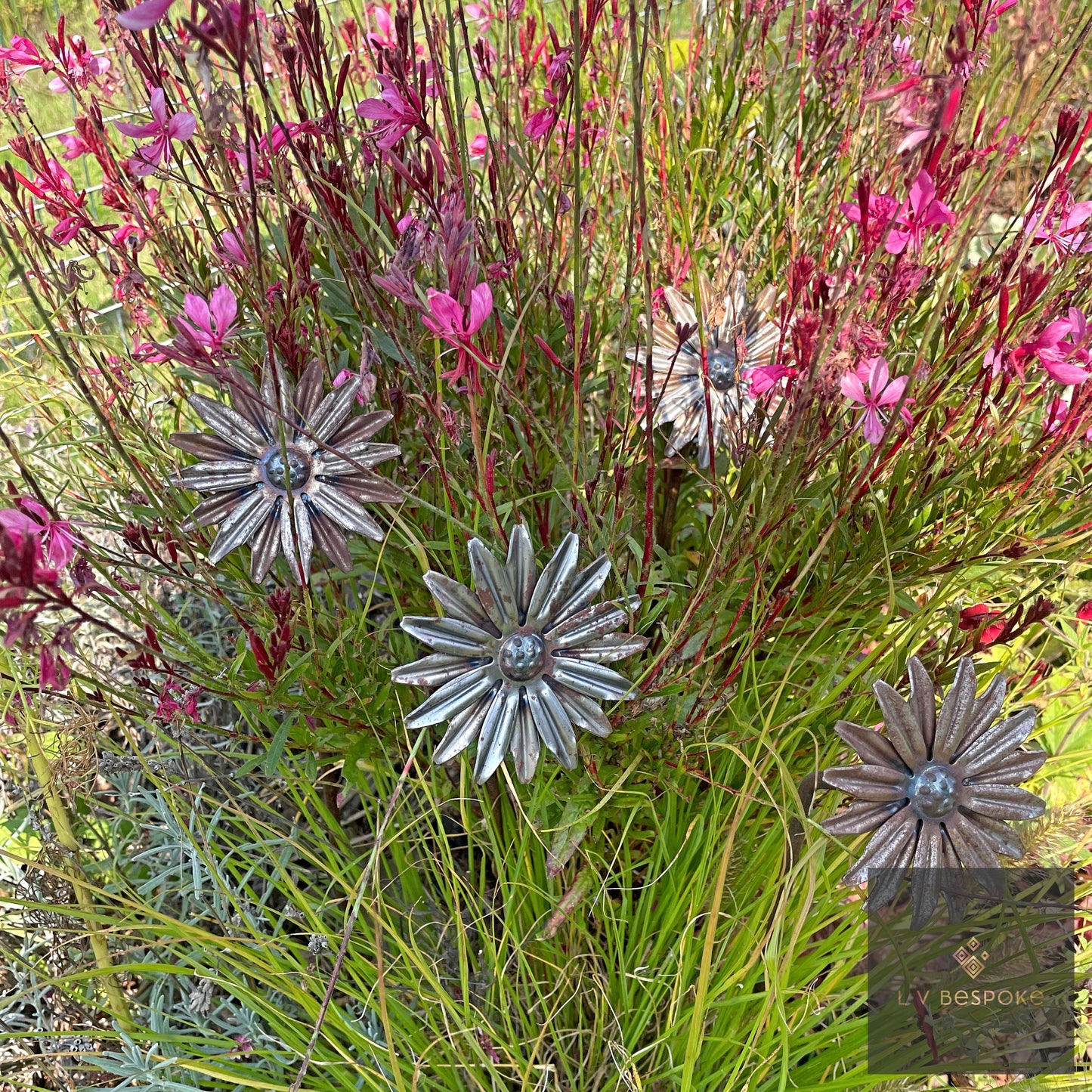 Mixed Floral Metal Garden Stakes, Short.