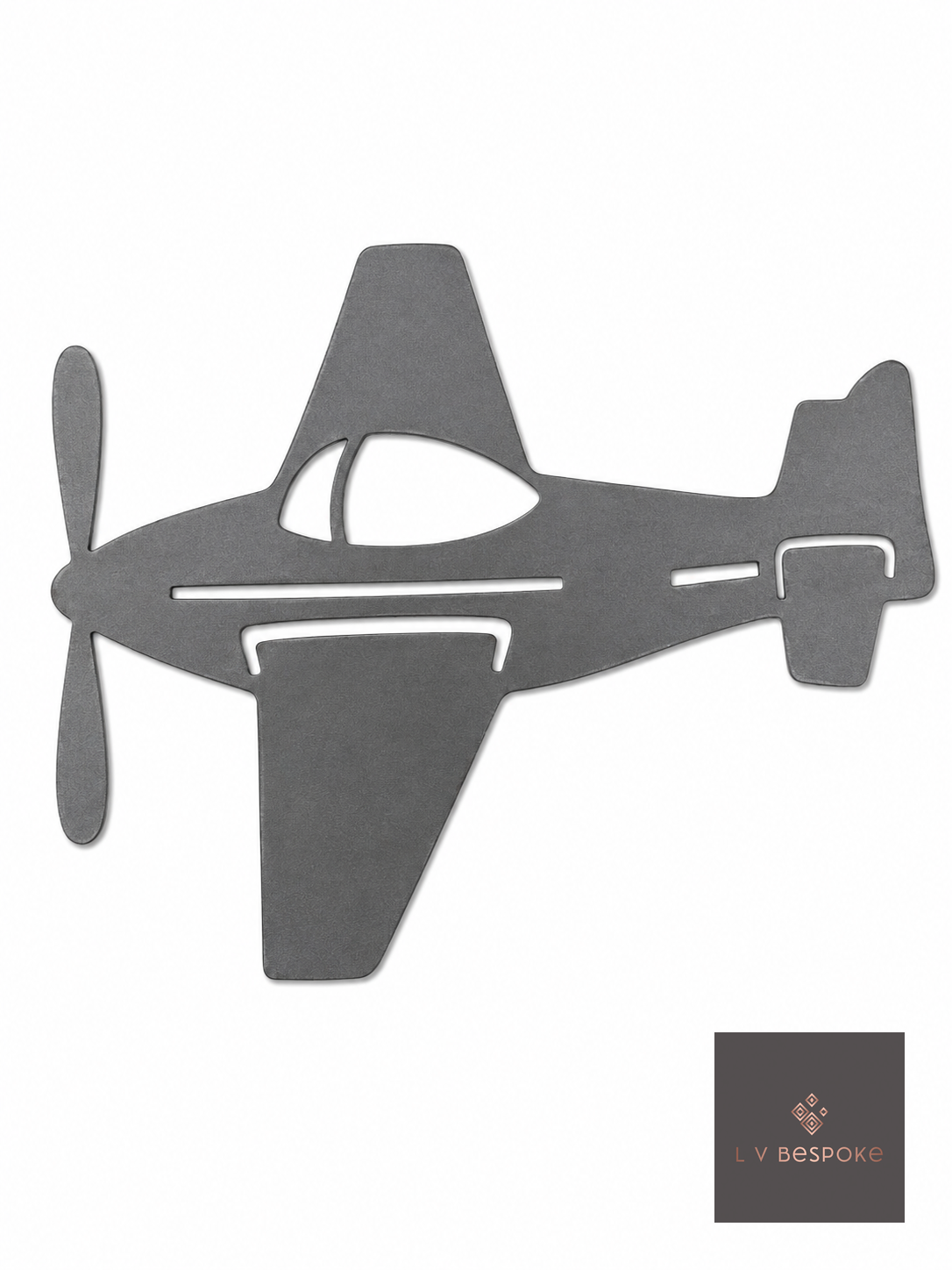Raw steel plant stake topped with a steel Biplane silhouette