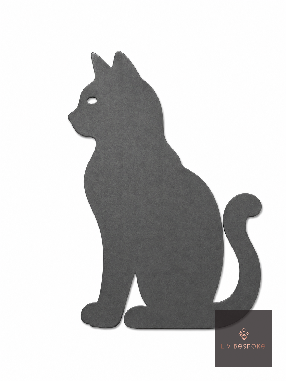 Raw steel plant stake topped with a steel Cat silhouette