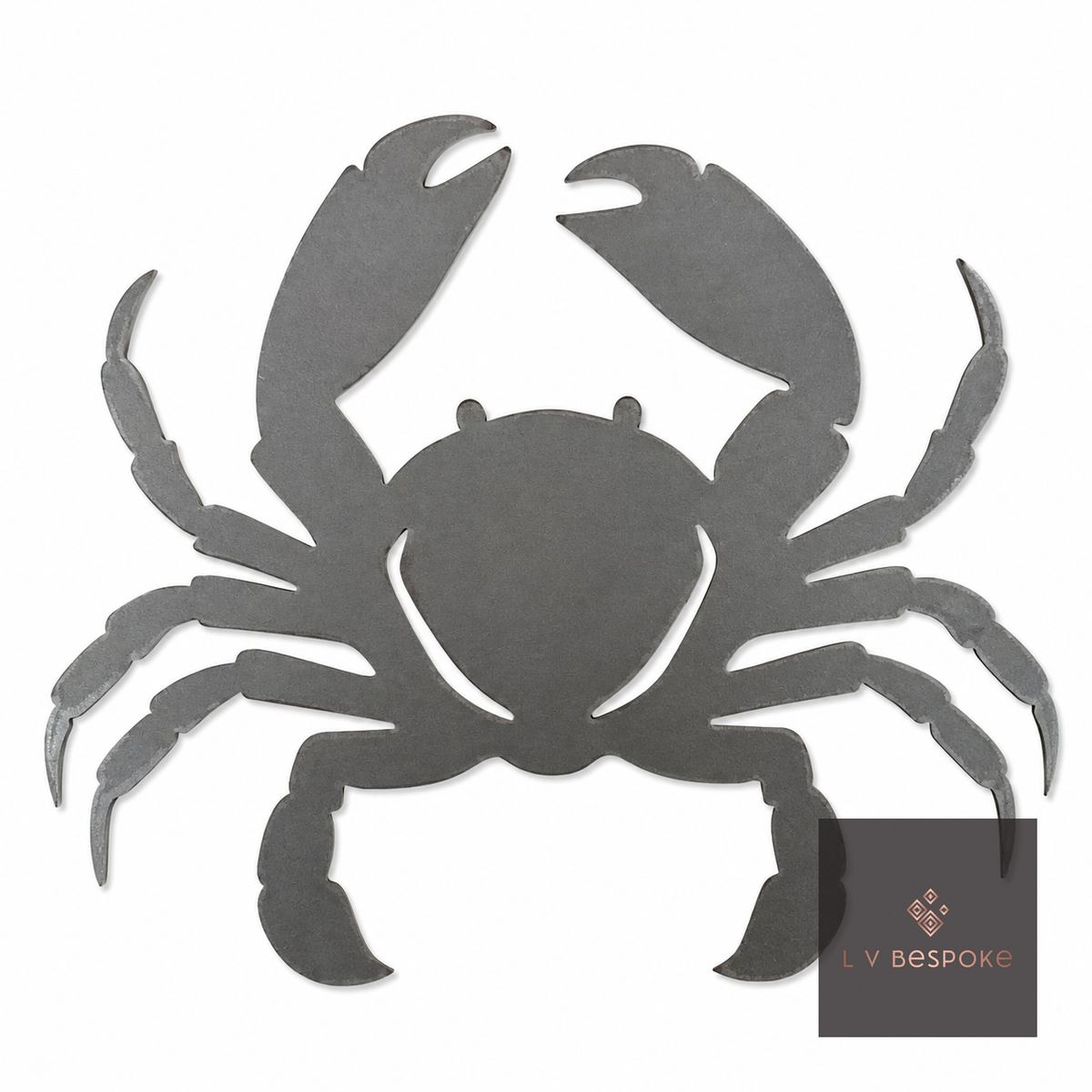 Raw steel plant stake topped with a steel Crab silhouette