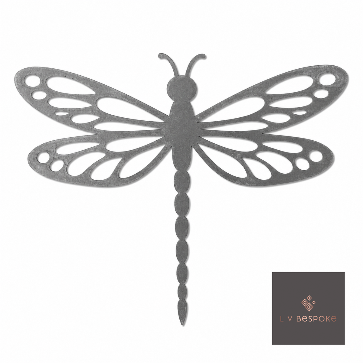 Raw steel plant stake topped with a steel Dragonfly silhouette