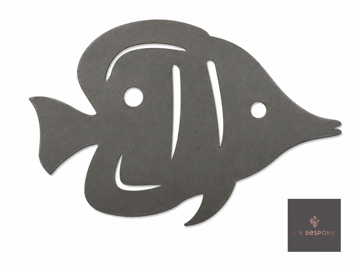 Raw steel plant stake topped with a steel Fish silhouette