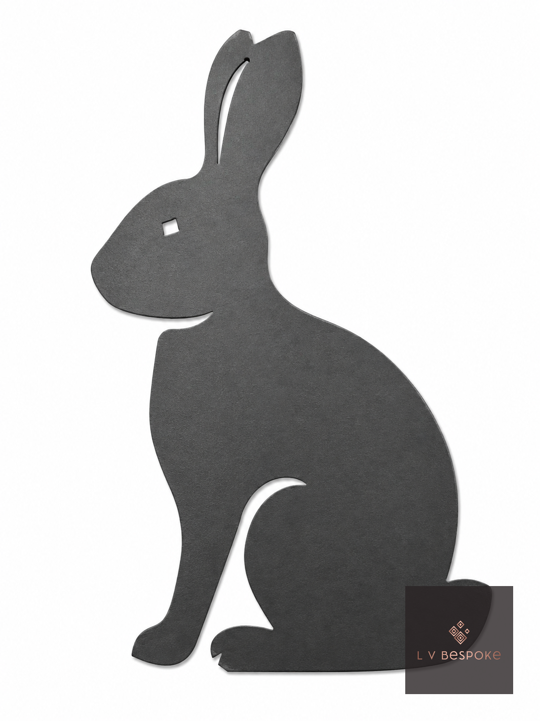Raw steel plant stake topped with a steel Hare silhouette