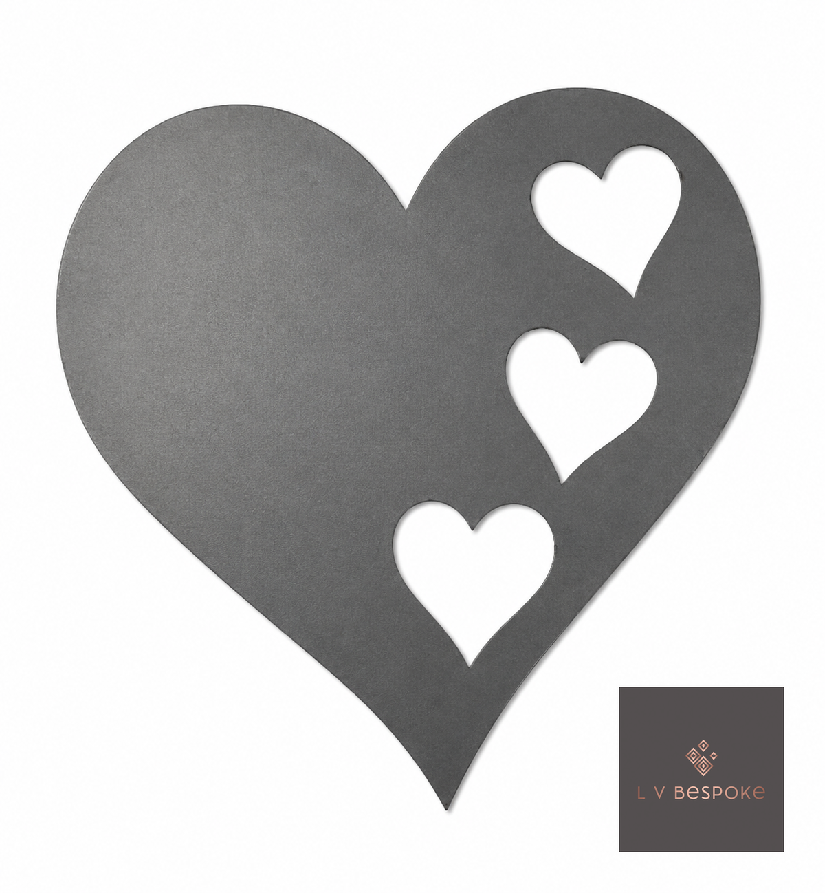 Raw steel plant stake topped with a steel Heart silhouette