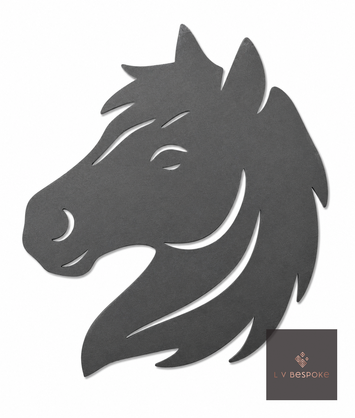 Raw steel plant stake topped with a steel Horse silhouette