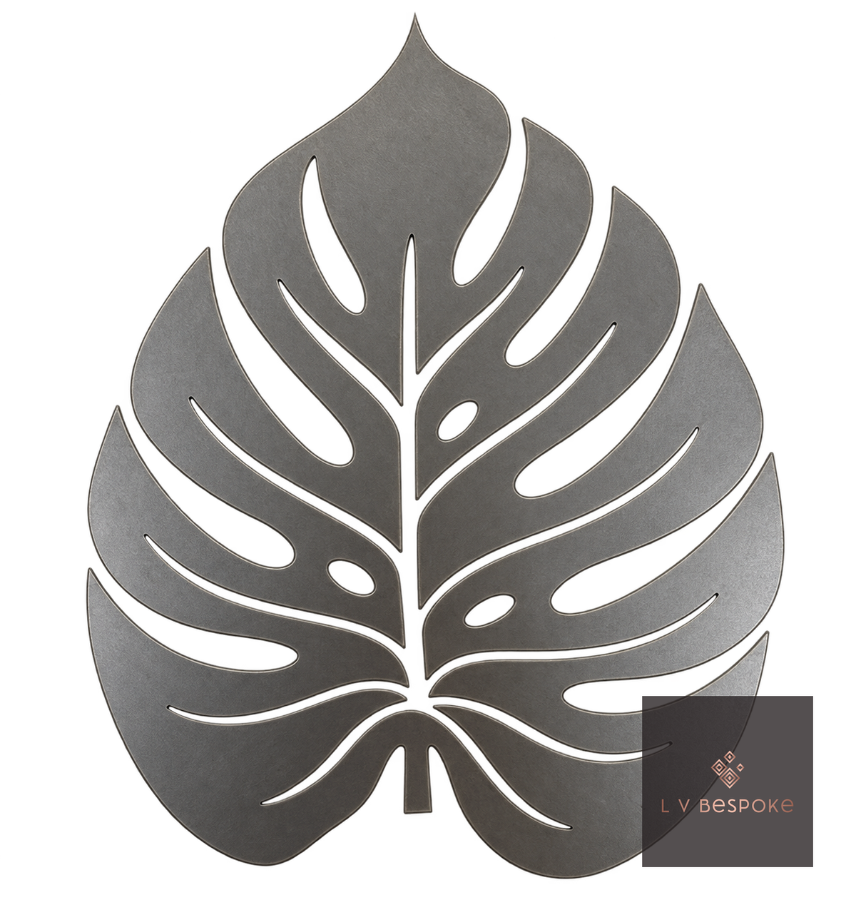 Raw steel Monstera leaf design on a garden stake