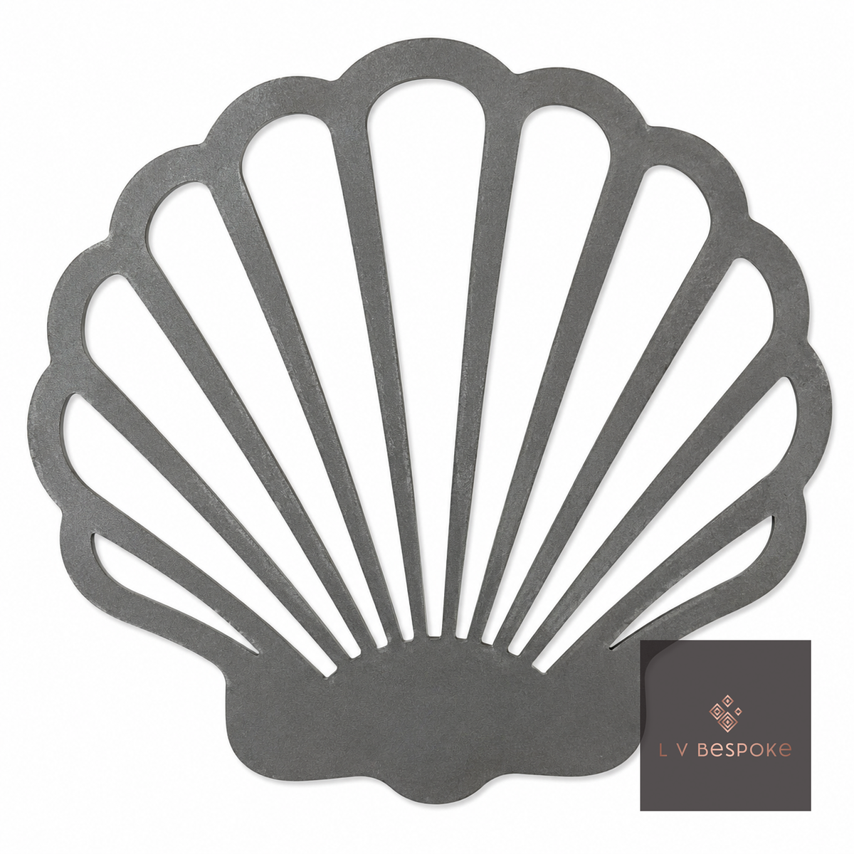 Raw steel plant stake topped with a steel Shell silhouette