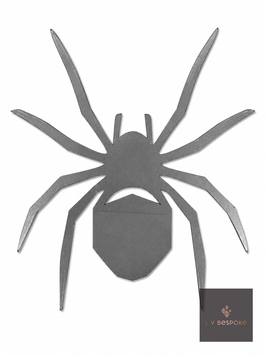 Raw steel plant stake topped with a steel Spider silhouette