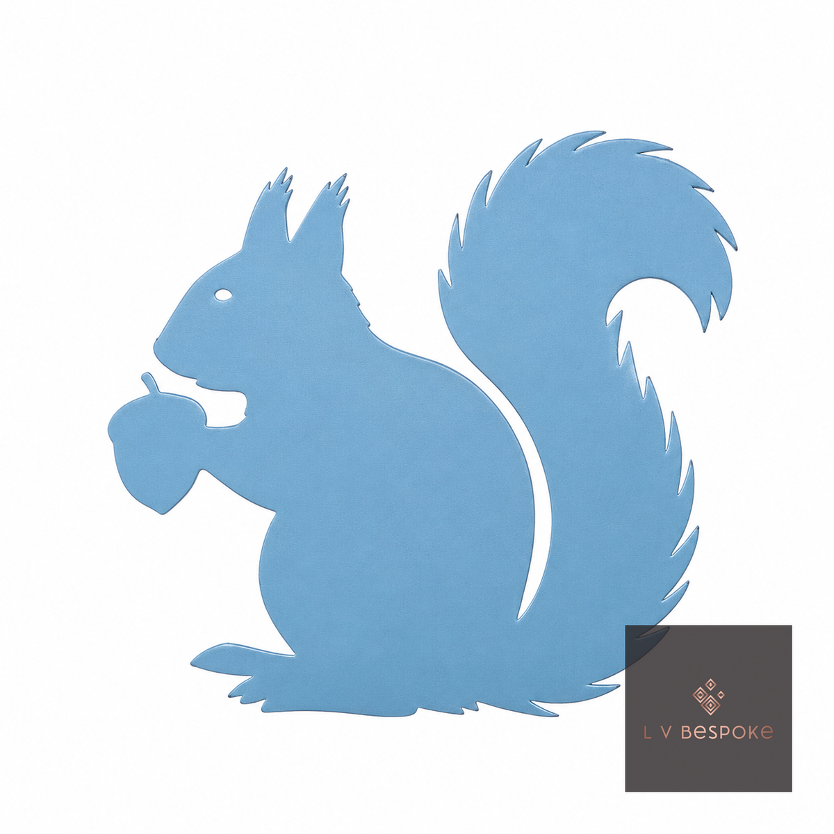 Raw steel plant stake topped with a steel Squirrel silhouette