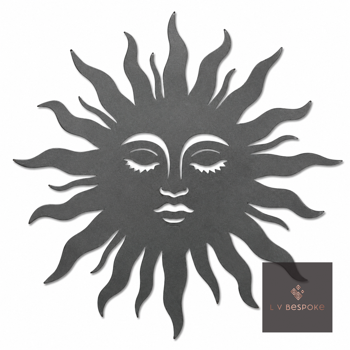 Raw steel plant stake topped with a steel Sun silhouette
