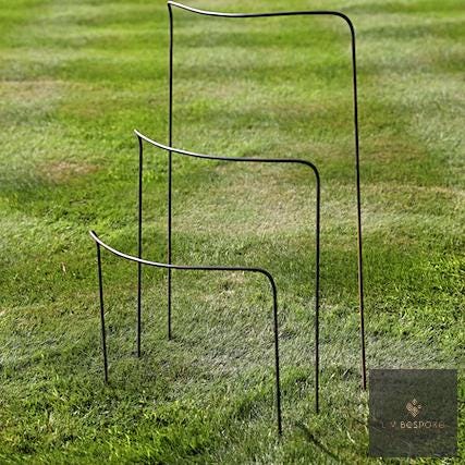 Set of 6 - 400mm wide metal plant supports, mixed heights. Durable and discrete.
