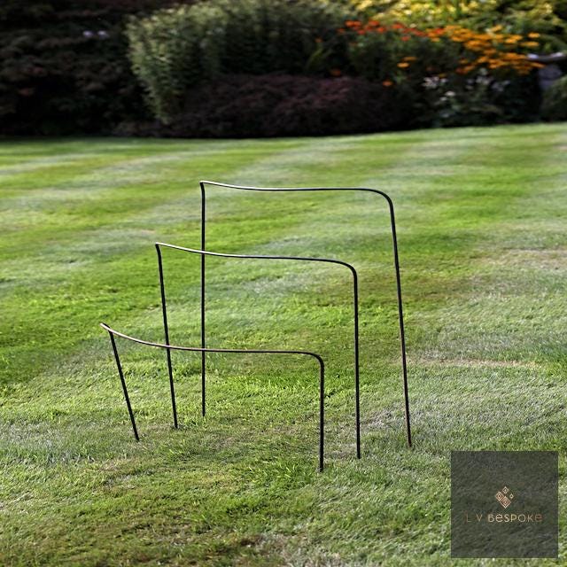 Set of 6 - 500mm wide metal plant supports, mixed heights. Durable and discrete.